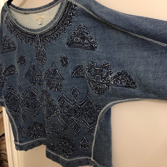 EMBROIDERED DENIM SWEATER - Picture 2 of 4